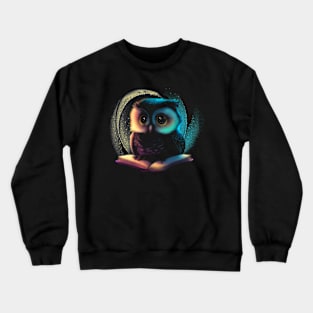 Cute owl animal with book Crewneck Sweatshirt